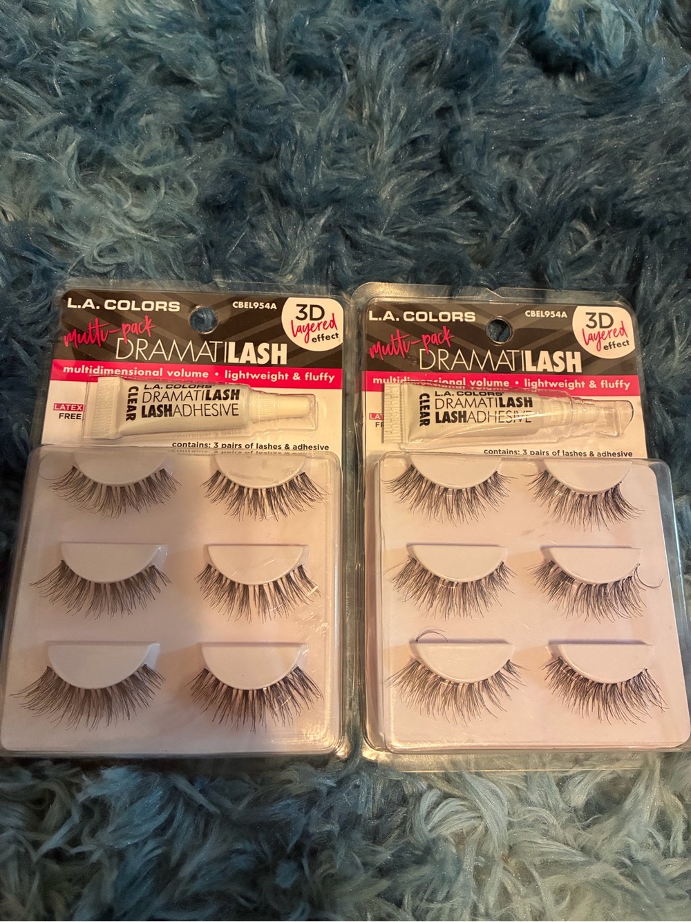 L.A. Colors Multi-Pack DramatiLash False Eyelashes in Black total of 6 with Glue